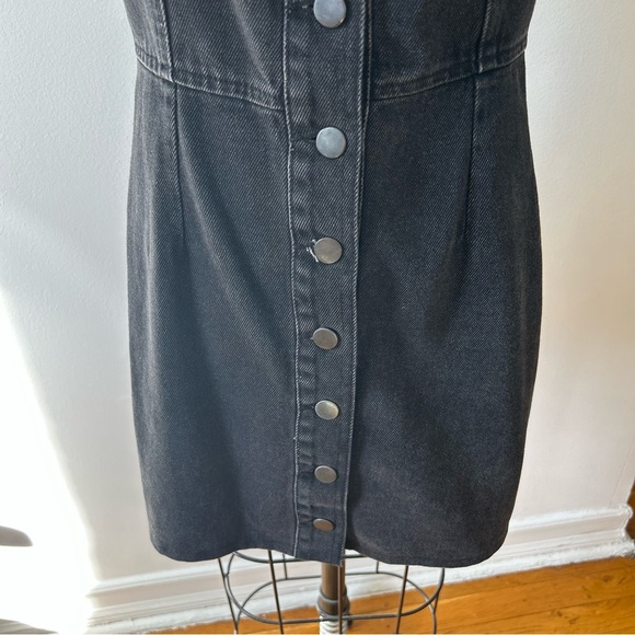 Washed Black Denim Button-up Mini Dress - Picture 8 of 11